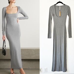 NWT SKIMS Soft Lounge Long Sleeve Dress Heather Grey Size Small Comfort Luxury
